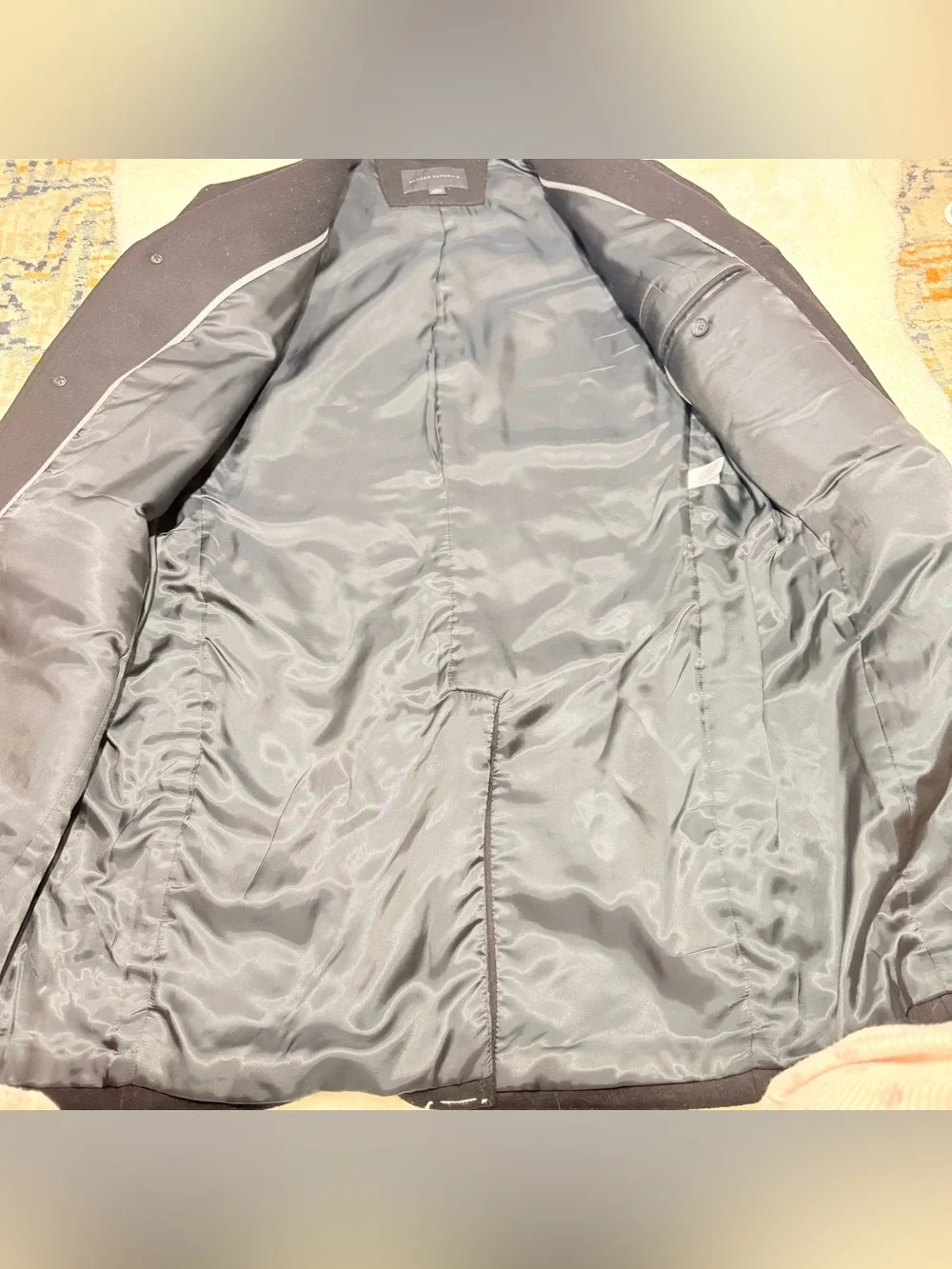 Banana Republic black single-breasted wool-blend topcoat jacket men size L